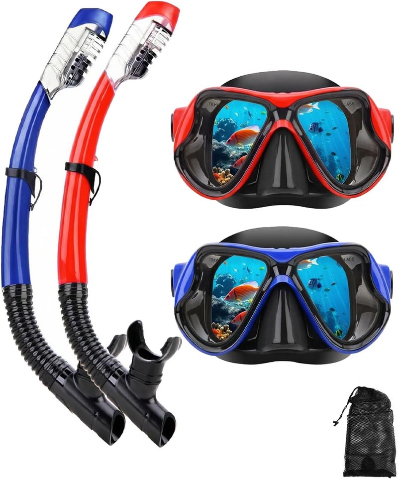 DIPUKI Snorkeling Gear for Adults, Dry-Top Snorkel Mask Set, Anti-Fog Scuba Diving Snorkle mask Set Adult, Panoramic Wide View Dive mask, Adjustable Swimming Diving Snorkeling Packages - Image 1